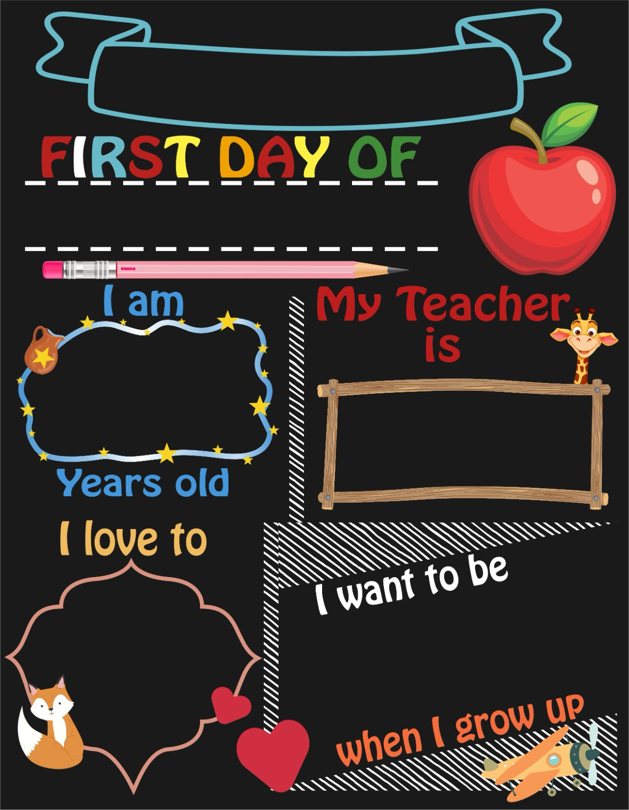 First Day of School Chalkboard
