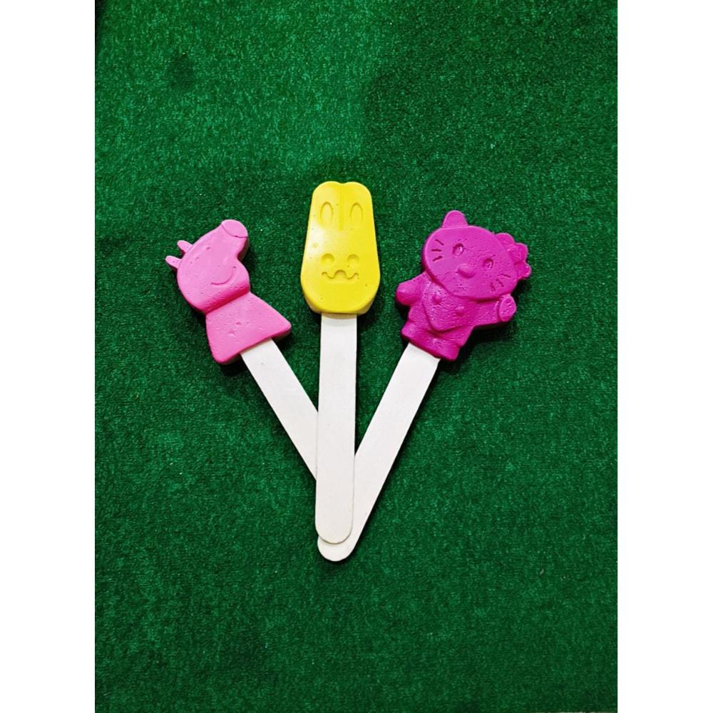 Peekado Cute Cartoon Popsicle Crayons Pack of 3 | Handmade | Non-Toxic | BIS Certified | Fun Shaped | Ages 3+