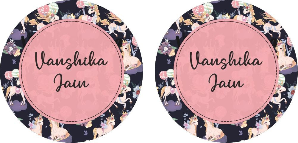 Round Water Proof Label - Unicorn Pattern
