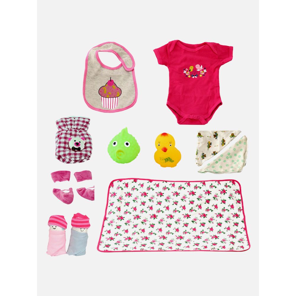 Little Surprise Box Pink 0 to 12 months Baby Girl Gift Toy Wooden Pram Hamper