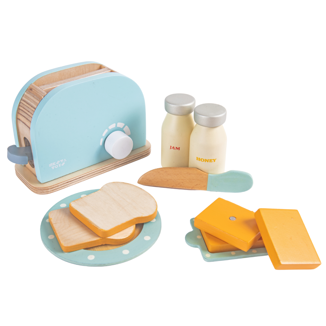 Wooden Bread Pop-up Toaster Blue Color