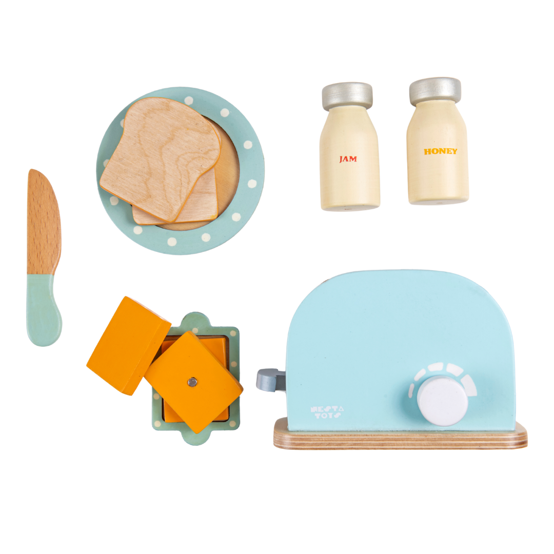 Wooden Bread Pop-up Toaster Blue Color