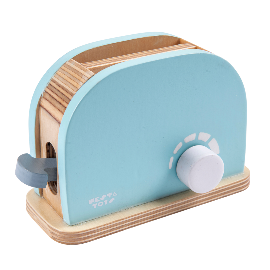 Wooden Bread Pop-up Toaster Blue Color