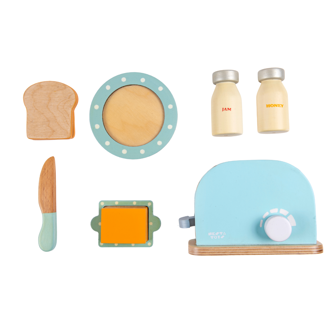 Wooden Bread Pop-up Toaster Blue Color