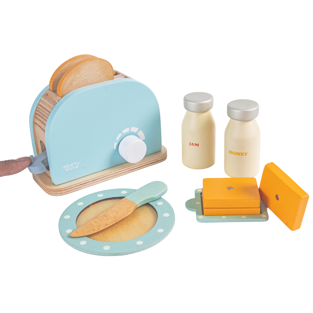 Wooden Bread Pop-up Toaster Blue Color