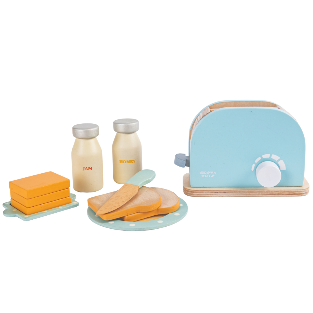 Wooden Bread Pop-up Toaster Blue Color