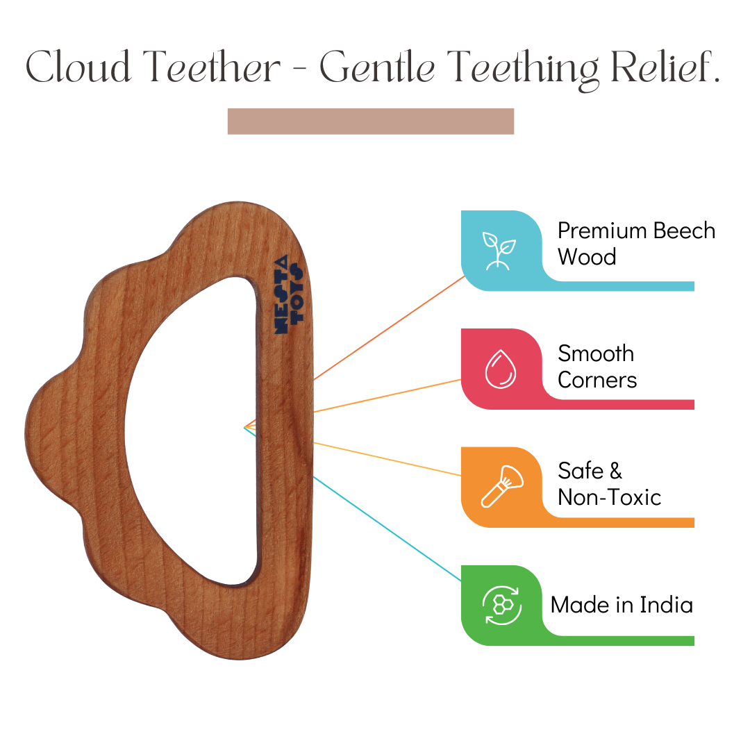 Nesta Toys Beech Wooden Cloud Teether (0-1.5 years)