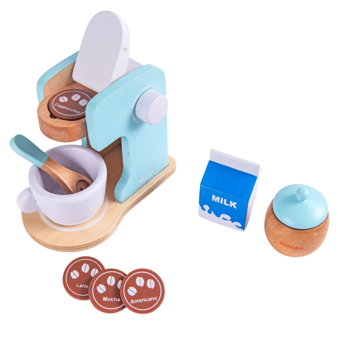 Wooden Coffee Maker Toy - Light Blue