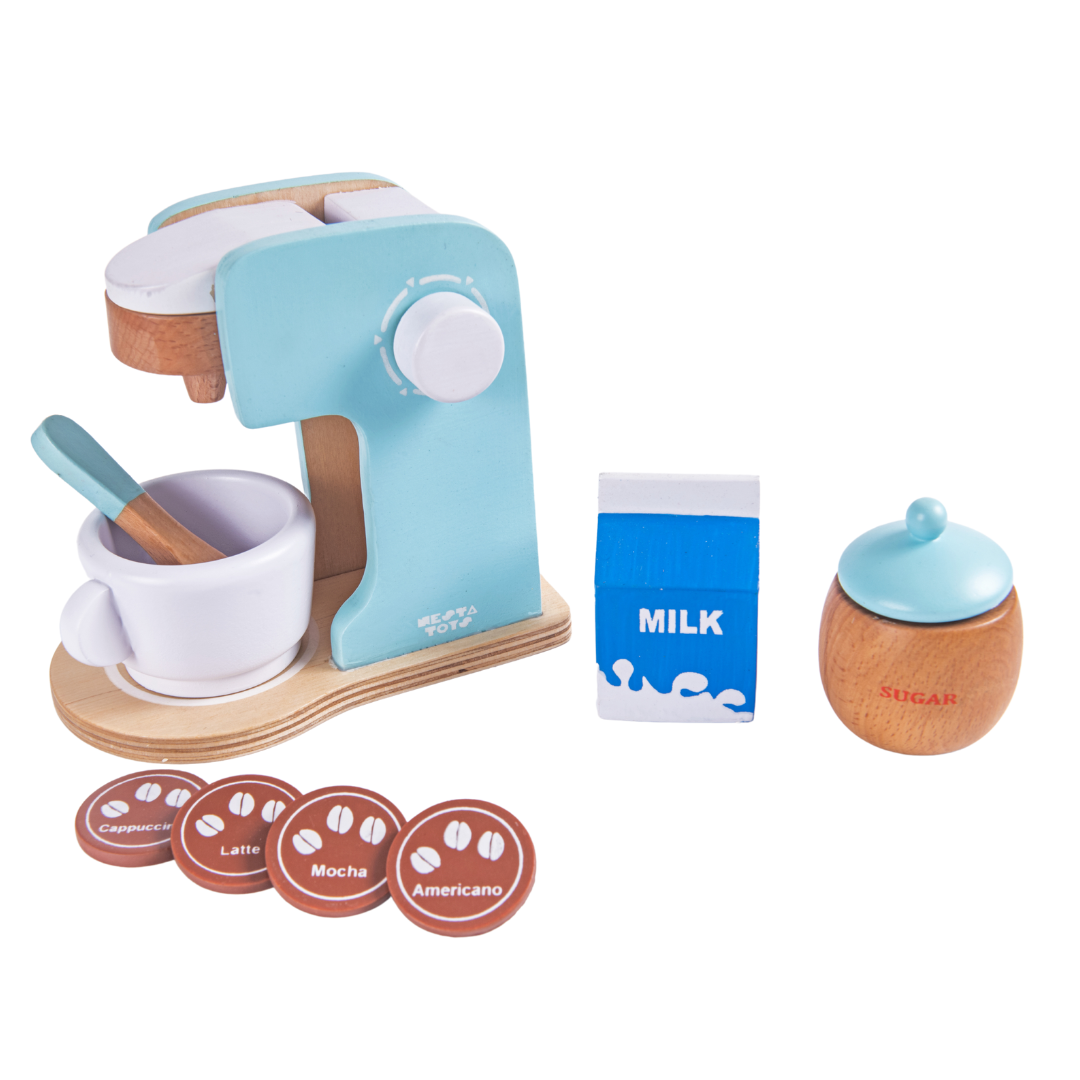 Wooden Coffee Maker Toy - Light Blue