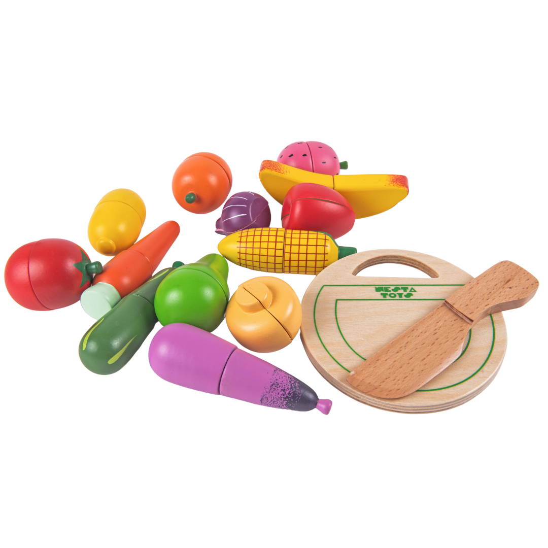 Wooden Vegetable and Fruit Magnetic Toy (15 Pcs)