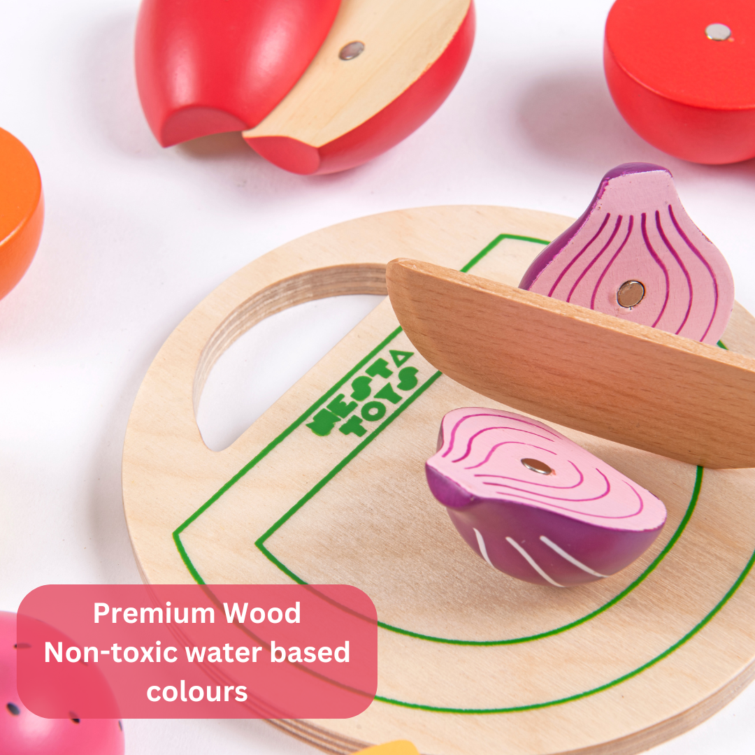 Wooden Vegetable and Fruit Magnetic Toy (15 Pcs)