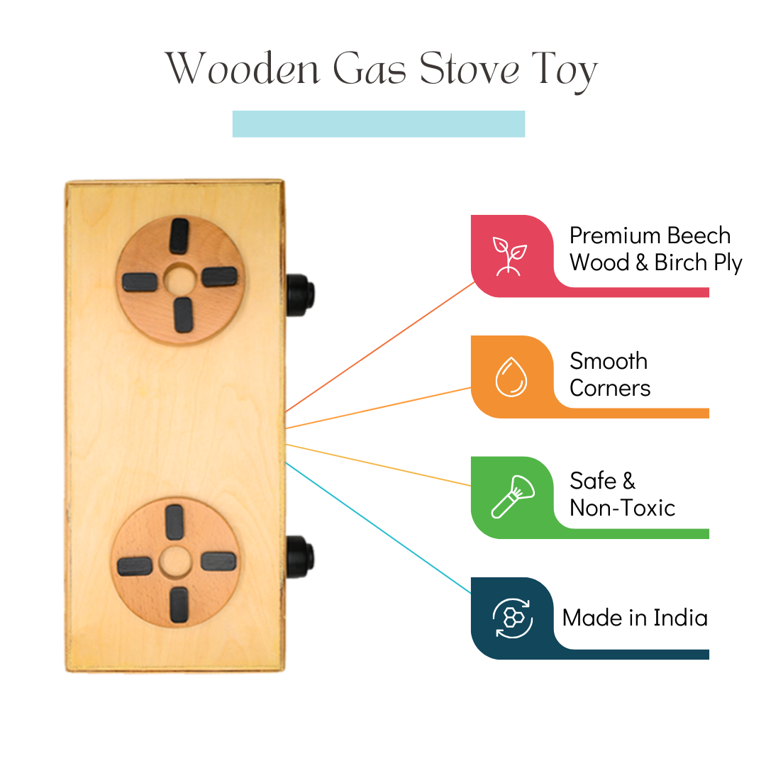 NESTA TOYS - Wooden Gas Stove Toy | Kitchen Play Toy for Kids