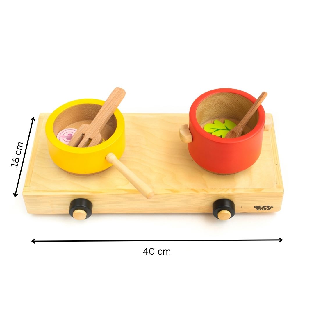 Nesta Toys - Wooden Gas Stove And Cooking Set (10 Pcs)