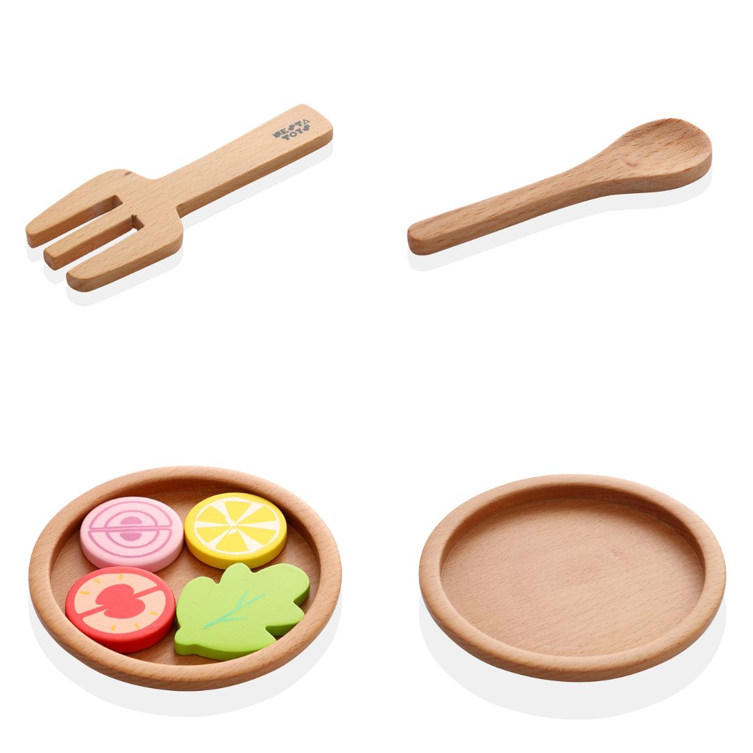 Nesta Toys - Wooden Gas Stove And Cooking Set (10 Pcs)