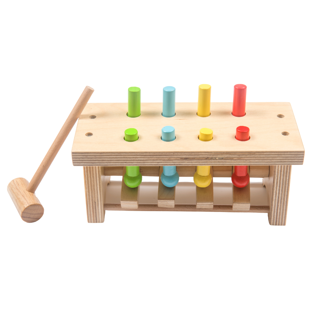 Wooden Hammer Baby Pounding Bench Pounding Bench Wooden Toy With