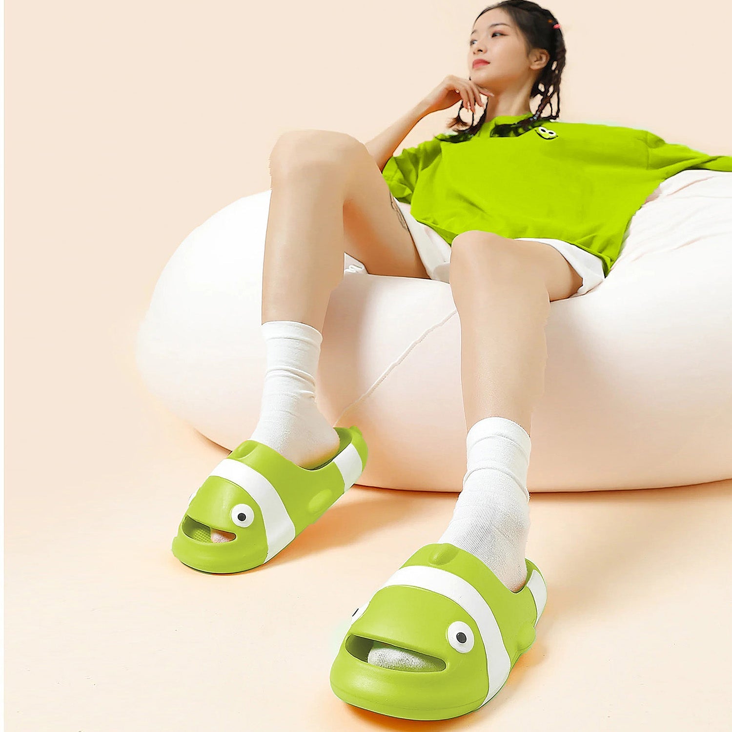 Baby Moo Nemo Waterproof Soft Slippers Anti-Skid Sliders - Green - Baby Moo