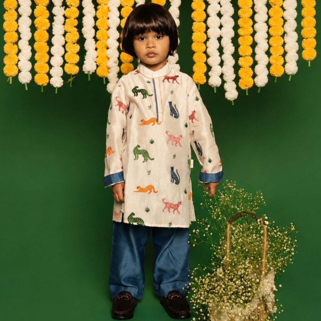 Chanderi Kurta Pyjama Set | Embroidered