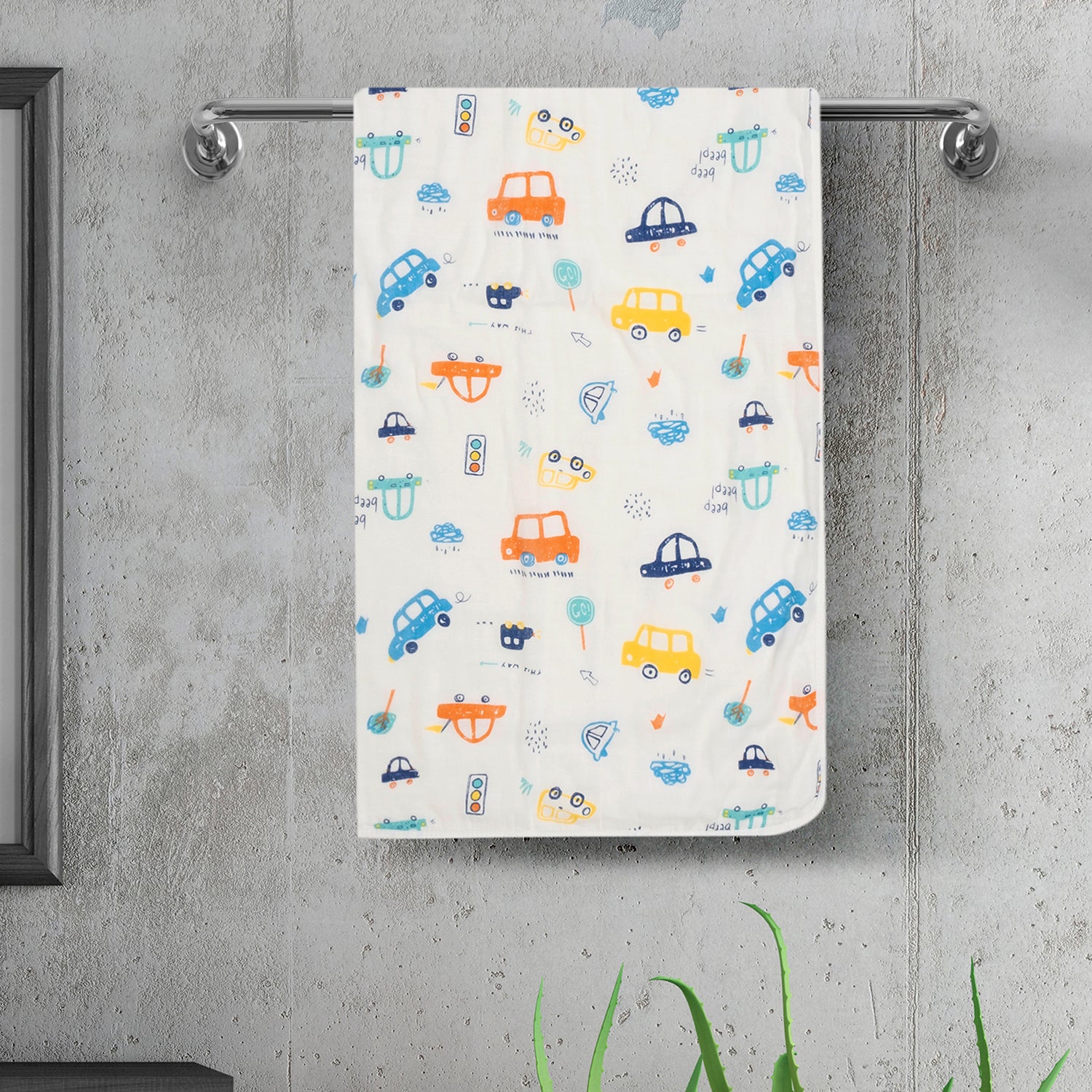 Baby Moo Car 100% Cotton Ultra Soft Eco Friendly Absorbent Towel - White