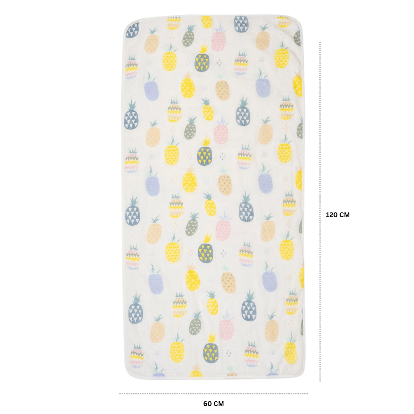 Baby Moo Pineapple 100% Cotton Ultra Soft Eco Friendly Absorbent Towel - White