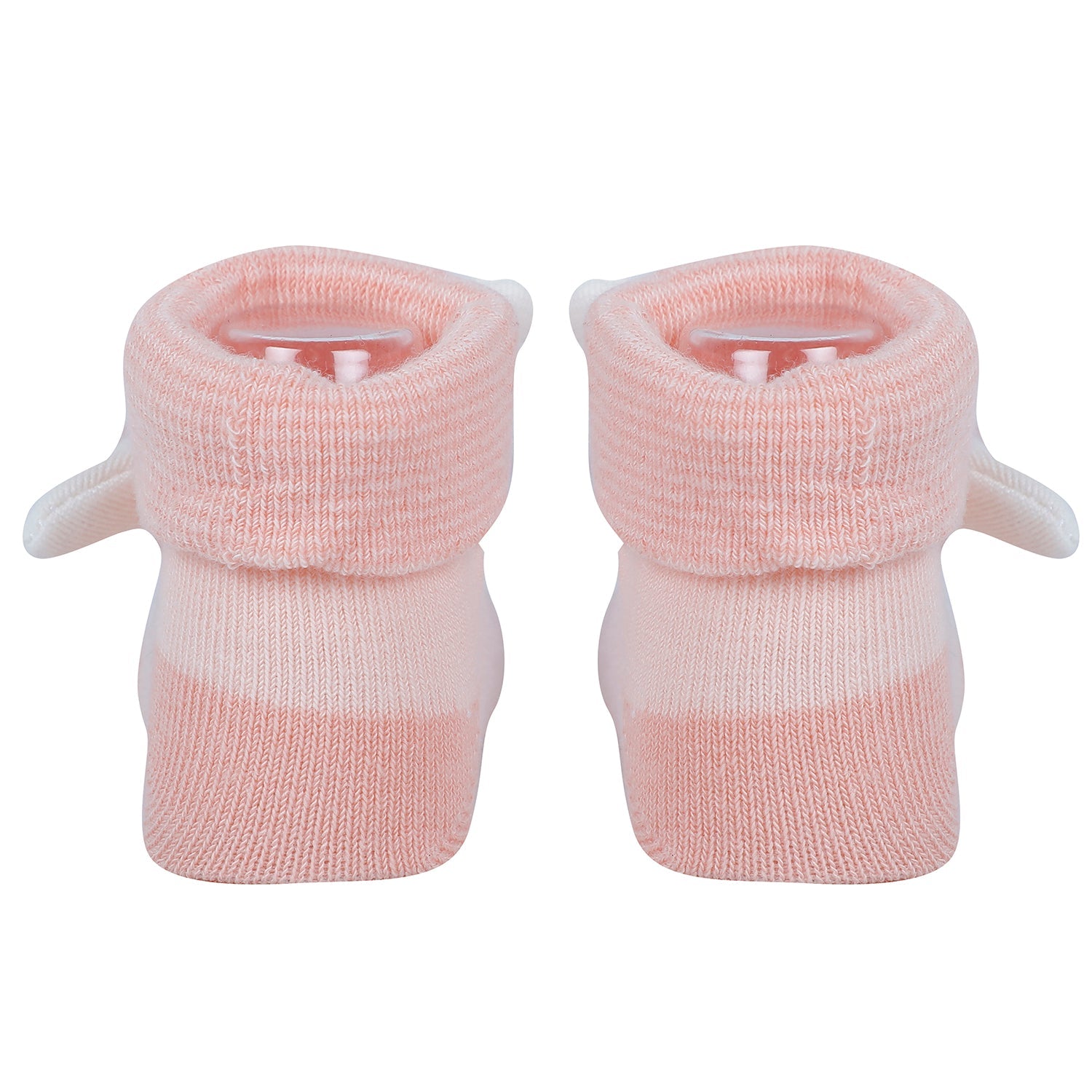 Baby Moo Rabbit 3D Rattle Anti-Skid Socks Booties Pack of 2 - Pink, Peach