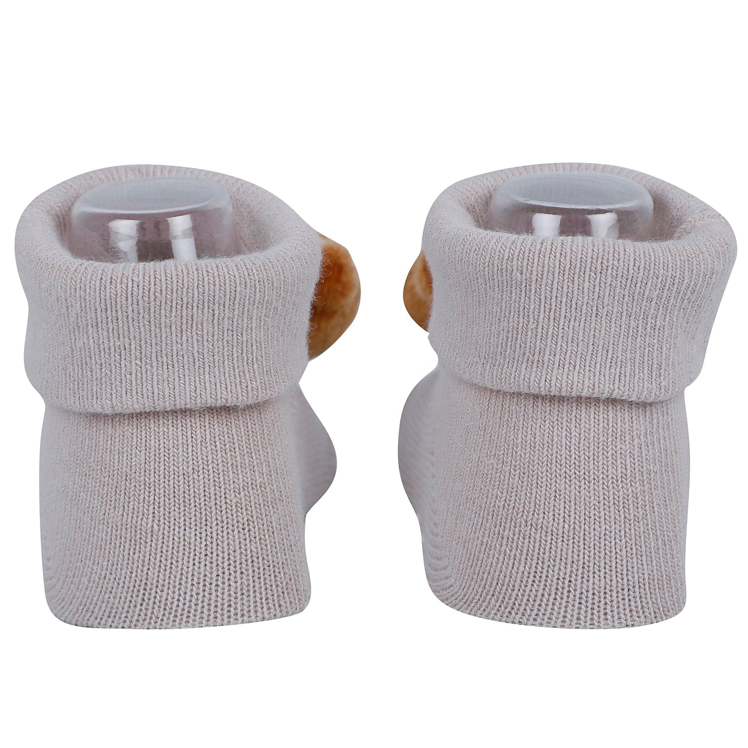 Baby Moo Teddy And Fox 3D Rattle Anti-Skid Socks Booties Pack of 2 - Blue, Rose Gold