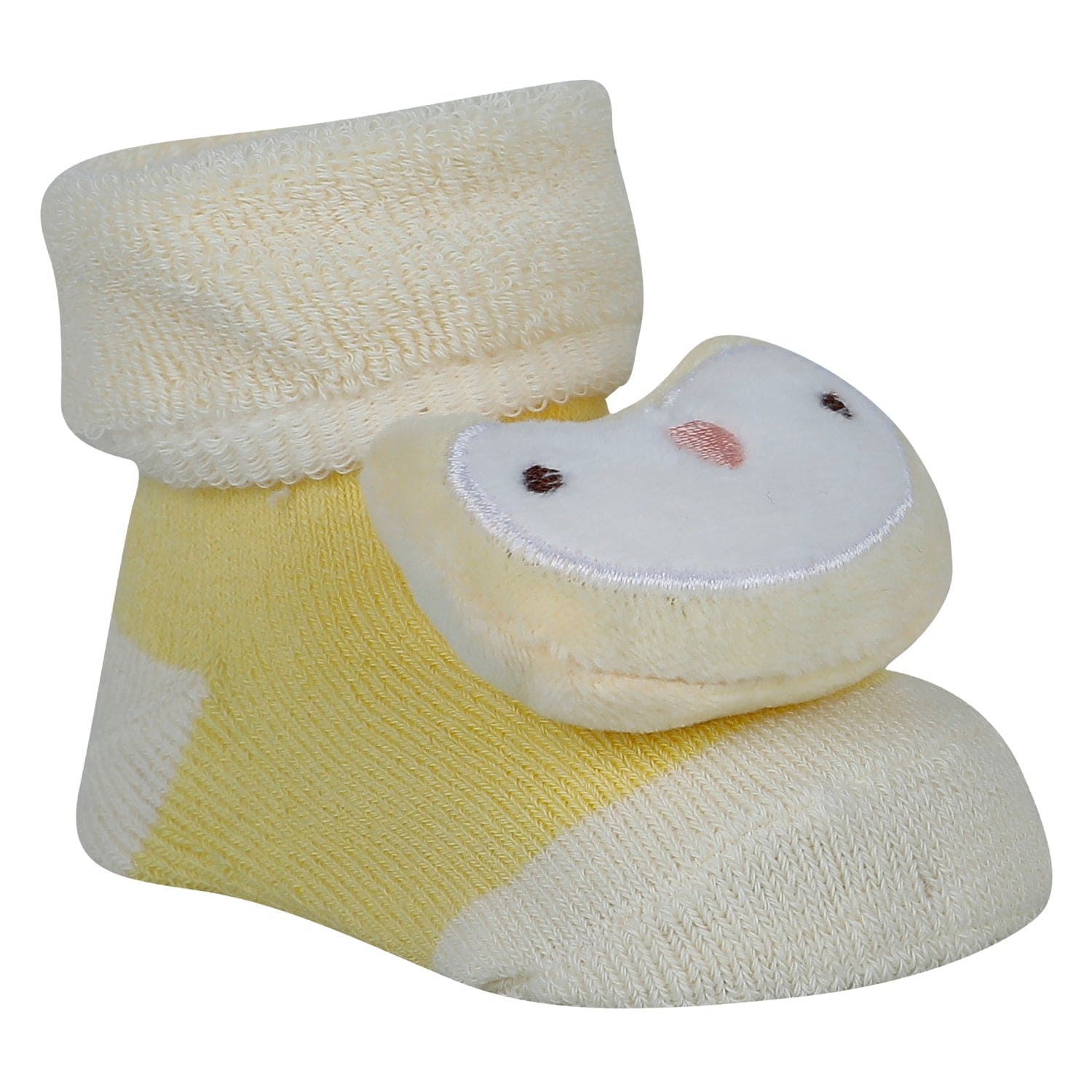 Baby Moo Owl 3D Rattle Anti-Skid Socks Booties Pack of 2 - Yellow, Pink