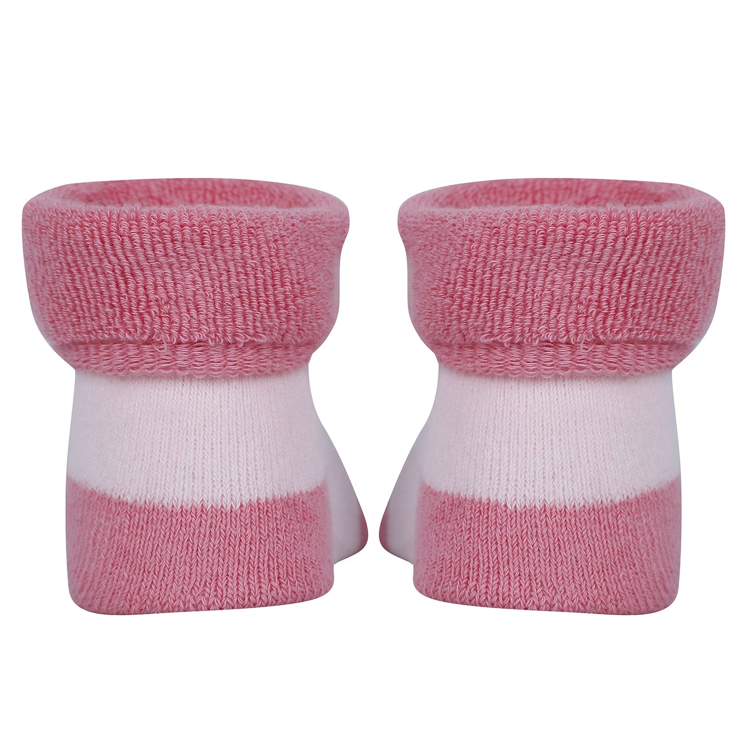 Baby Moo Kitty And Rabbit 3D Rattle Anti-Skid Socks Booties Pack of 2 - Pink, Orange