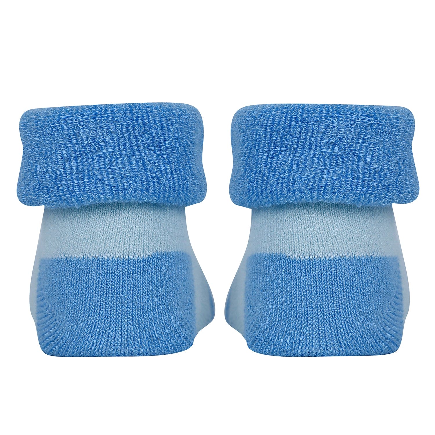 Baby Moo Fox 3D Rattle Anti-Skid Socks Booties Pack of 2 - Beige, Blue