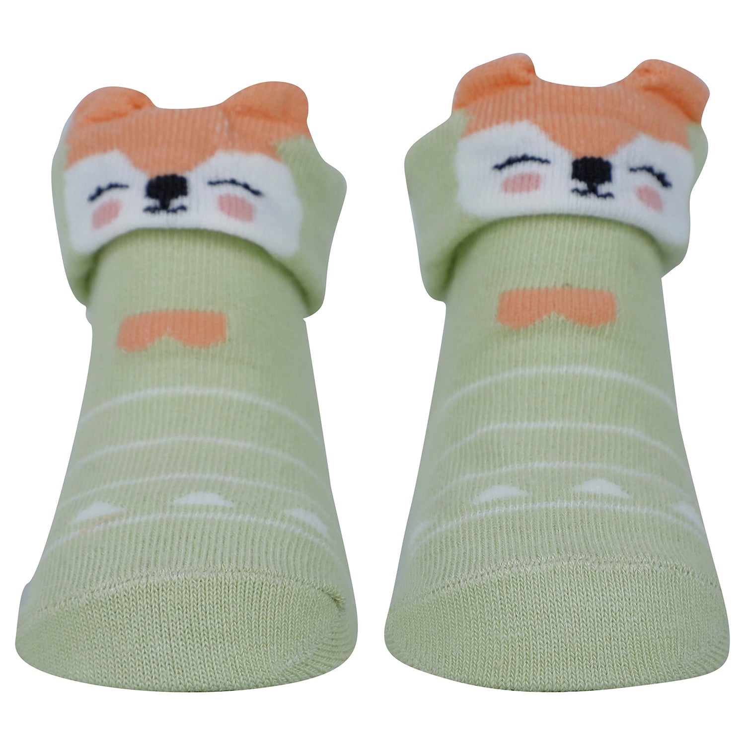 Baby Moo Fox 3D Anti-Skid Socks Booties Pack of 3 - Multicolour