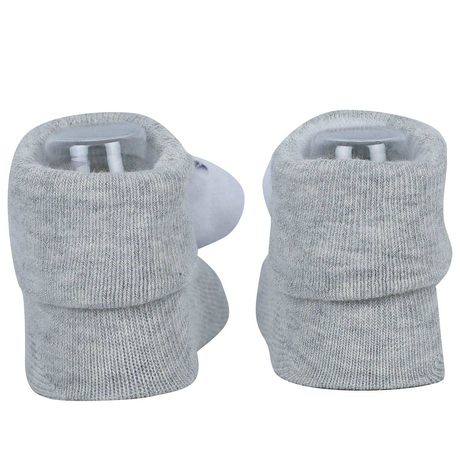 Baby Moo Shark And Panda 3D Rattle Anti-Skid Socks Booties Pack of 2 - Blue, Beige