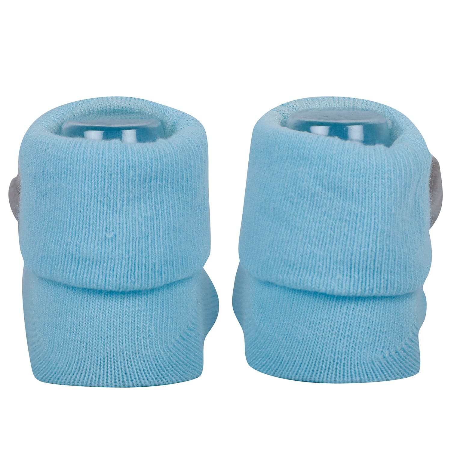 Baby Moo Cat And Bear 3D Rattle Anti-Skid Socks Booties Pack of 2 - Yellow, Blue