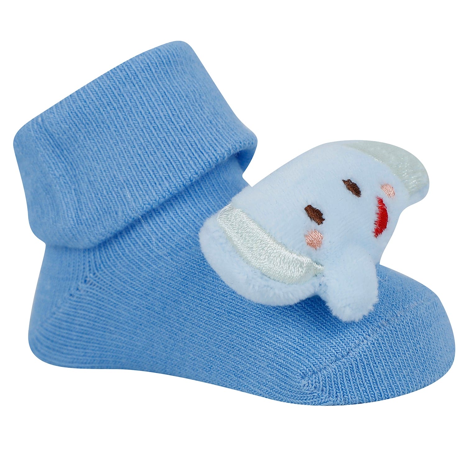 Baby Moo Frog And Elephant 3D Rattle Anti-Skid Socks Booties Pack of 2 - Mint Green, Blue