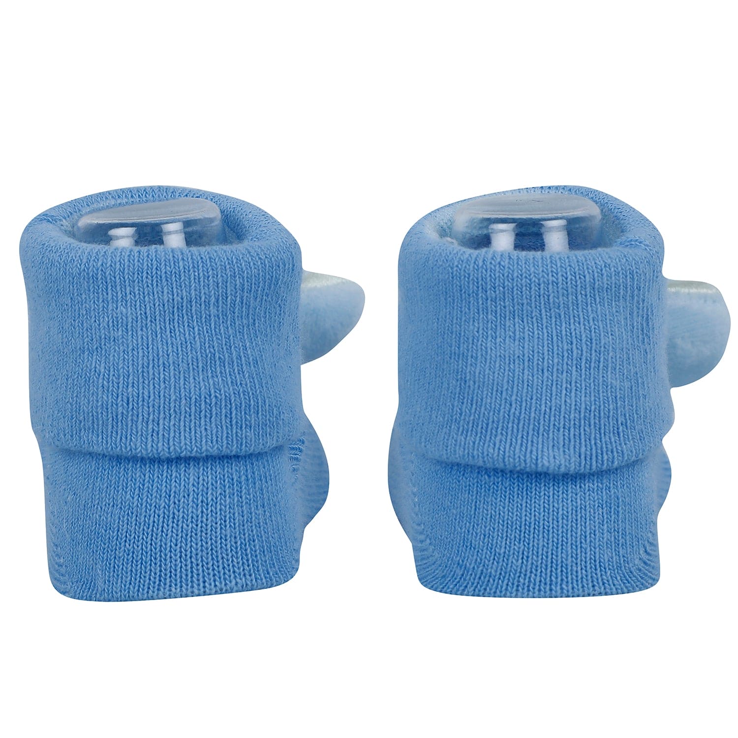 Baby Moo Frog And Elephant 3D Rattle Anti-Skid Socks Booties Pack of 2 - Mint Green, Blue