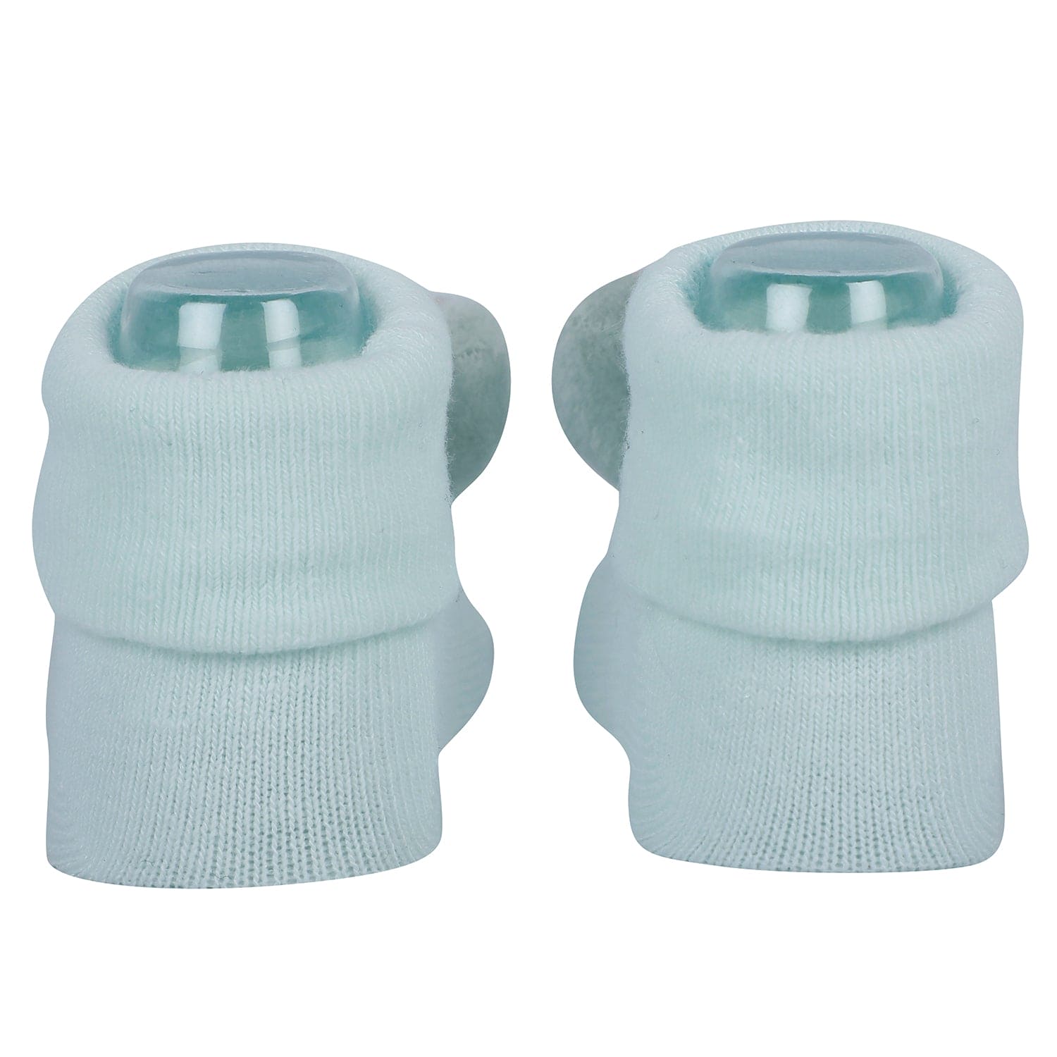 Baby Moo Frog And Elephant 3D Rattle Anti-Skid Socks Booties Pack of 2 - Mint Green, Blue