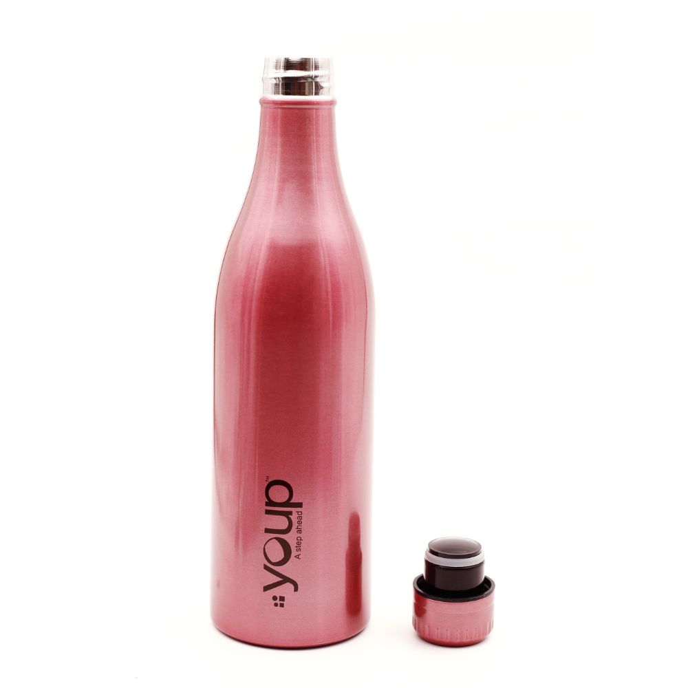 Youp Thermosteel Insulated Metallic Pink Color Water Bottle Splash1001 - 1 L