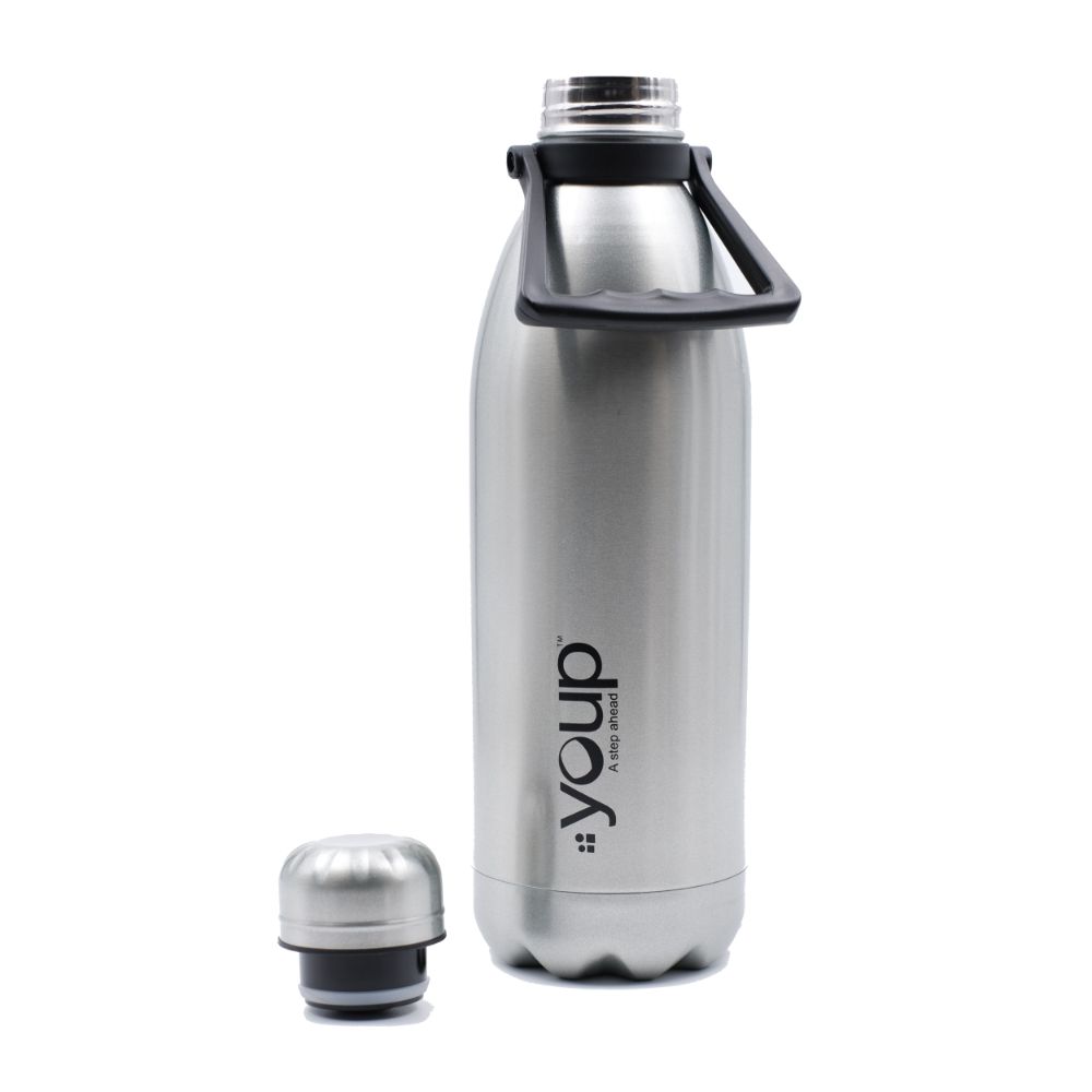 Youp Thermosteel Insulated Silver Color Bottle With Top Handle Oxford - 1500 Ml