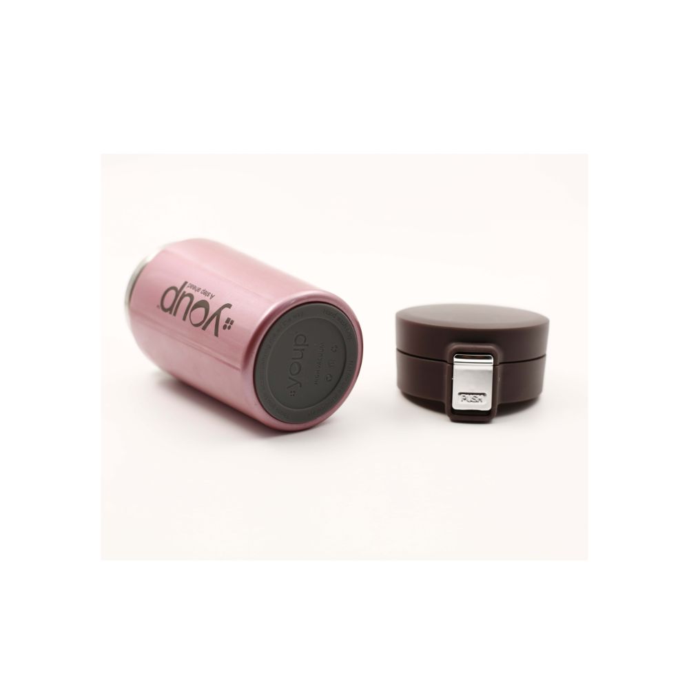 Youp Thermosteel Insulated Metallic Pink Color Coffee Mug With Press To Open Cap Yp351 - 350 Ml