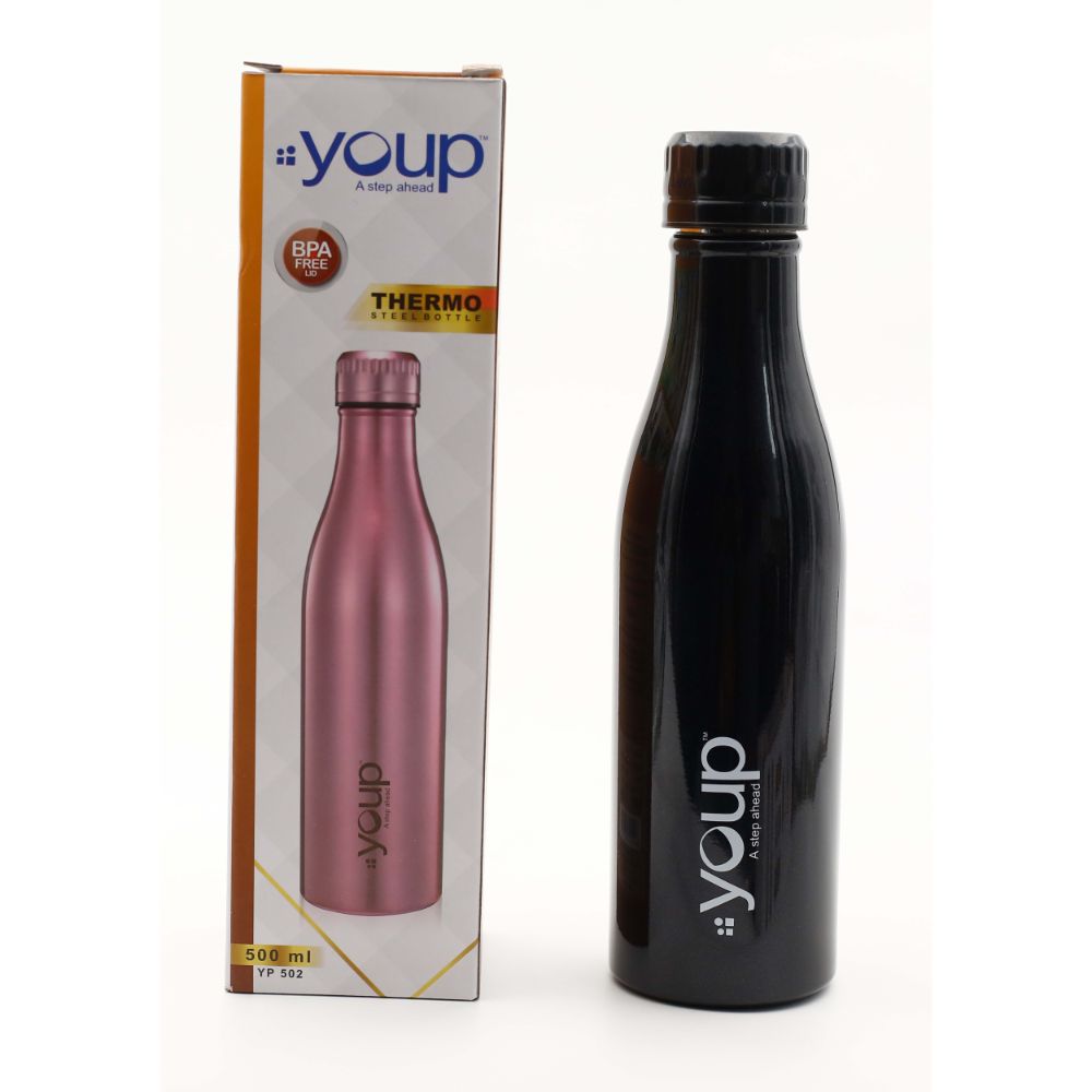 Youp Thermosteel Insulated Black Color Bottle Splash502 - 500 Ml