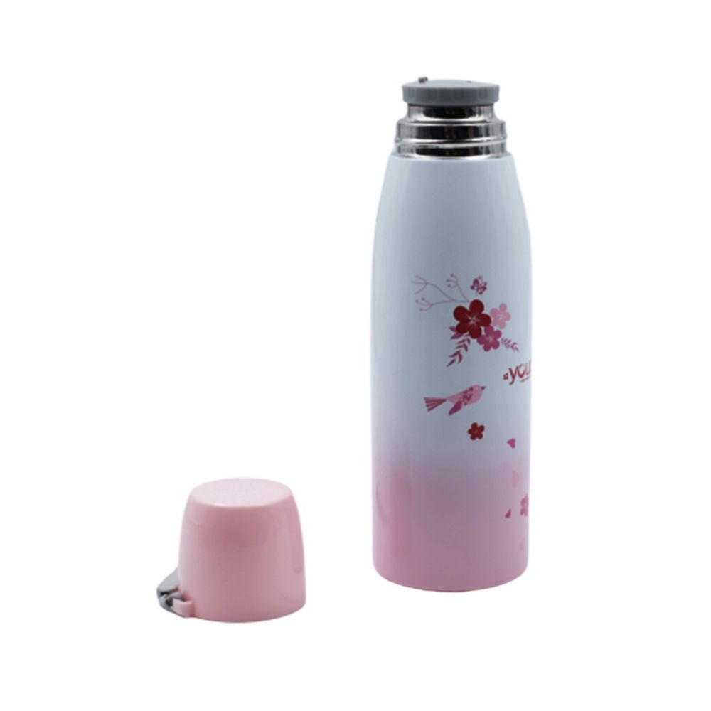 Youp Thermosteel Insulated Pink Color Water Bottle With Cup Cap Yp513 - 500 Ml