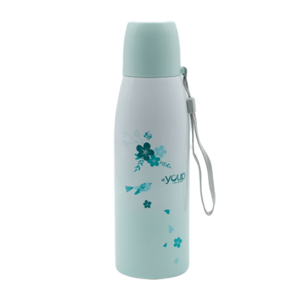 Youp Thermosteel Insulated Sea Green Color Water Bottle With Cup Cap Yp513 - 500 Ml