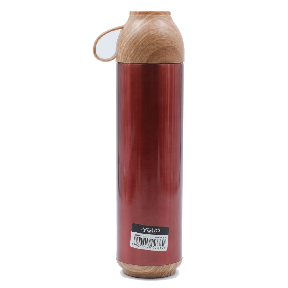 Youp Thermosteel Insulated Red Color Water Bottle With Handle Containing Cup Cap Yp515 - 500 Ml