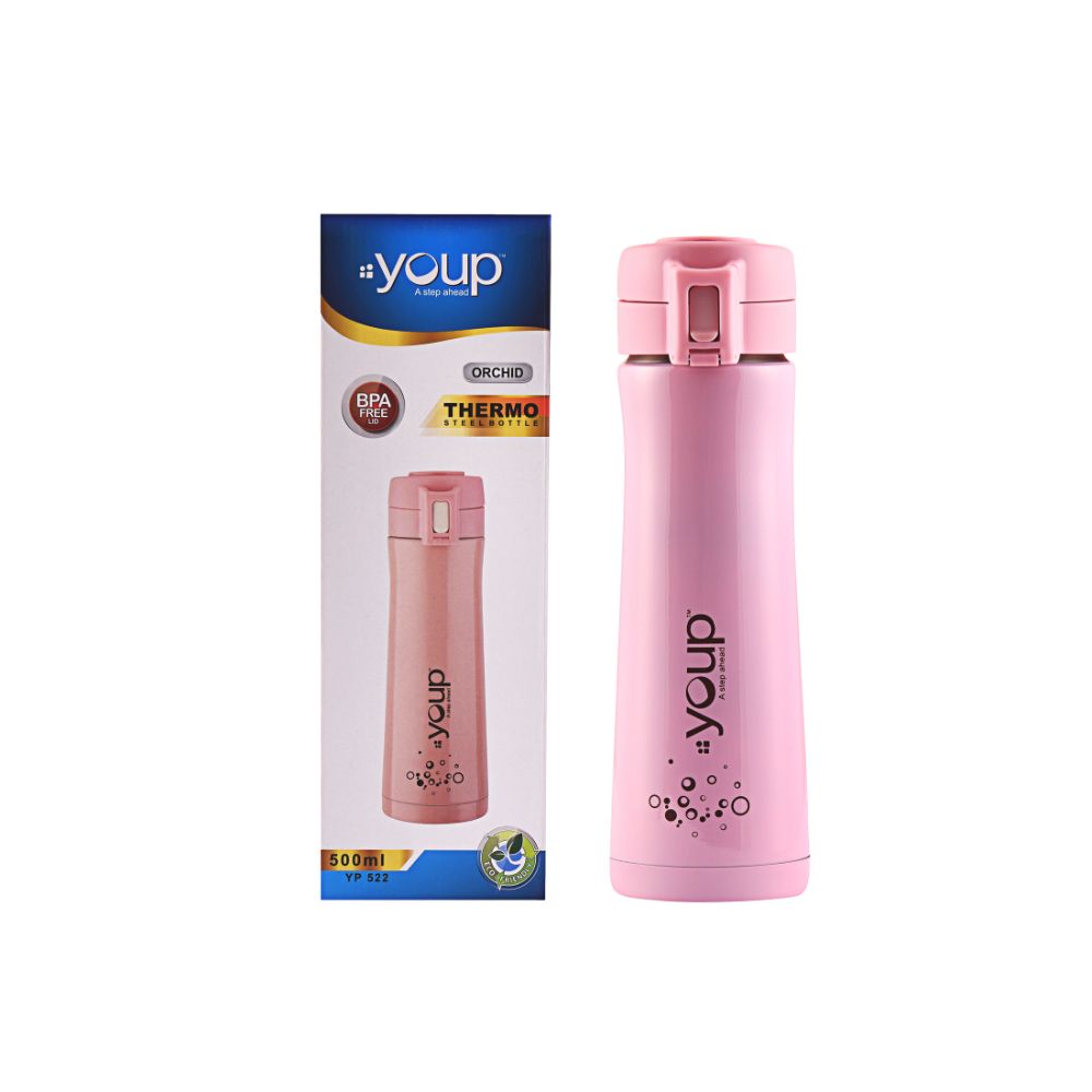 Youp Thermosteel Insulated Pink Color Water Bottle Orchid - 500 Ml