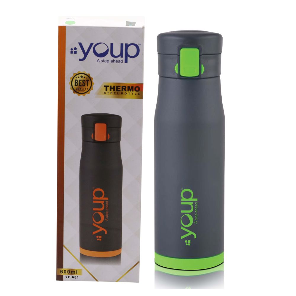 Youp Thermosteel Insulated Green Color Water Bottle Blacky - 600 Ml