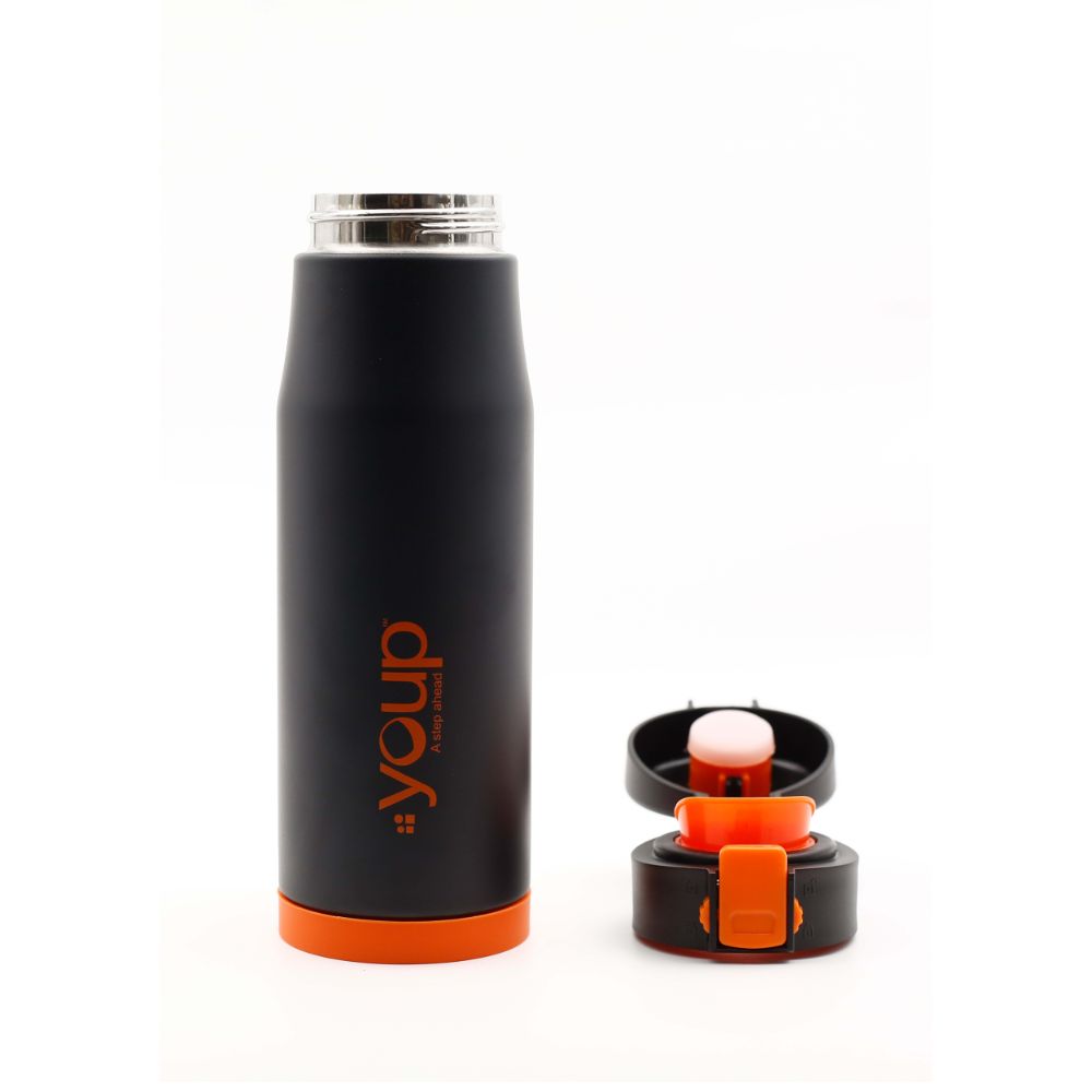 Youp Thermosteel Insulated Orange Color Water Bottle Blacky - 600 Ml