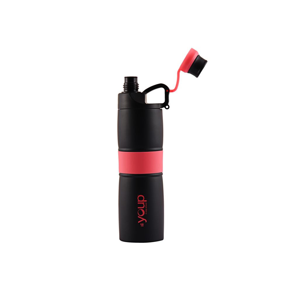 Youp Thermosteel Insulated Pink Color Water Bottle Grippy - 650 Ml