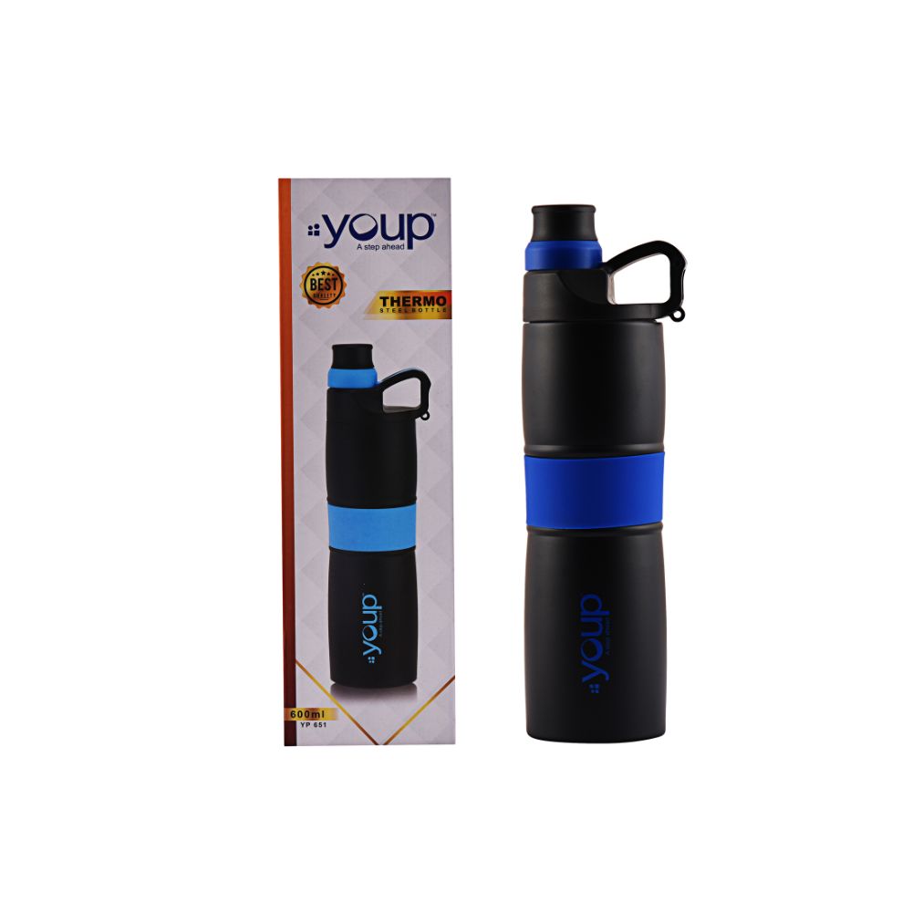 Youp Thermosteel Insulated Royal Blue Color Water Bottle Grippy - 650 Ml
