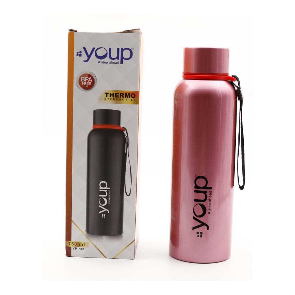 Youp Thermosteel Pink Color Water Bottle Drew - 750 Ml