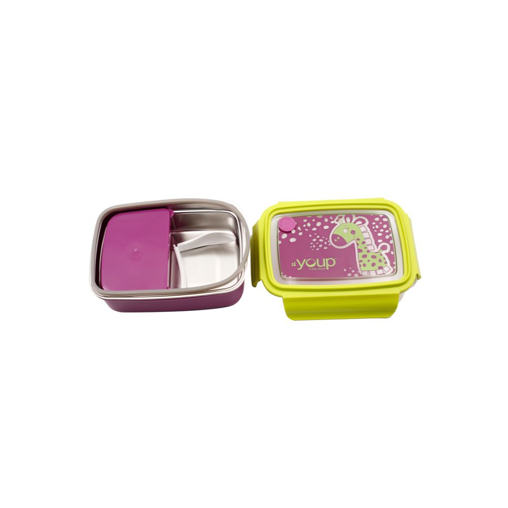 Youp Stainless Steel Green And Purple Color Kids Lunch Box Ypl8001 - 800 Ml