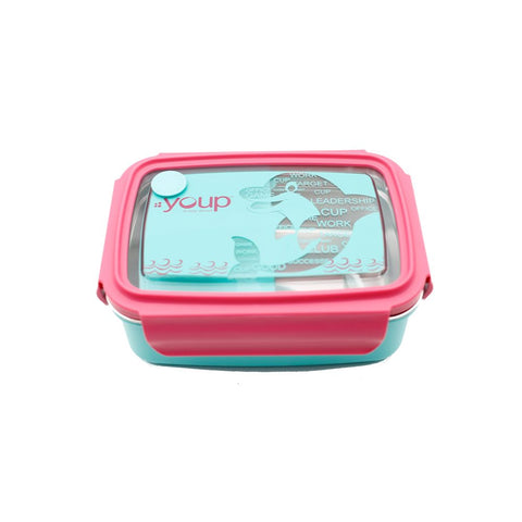 Youp Stainless Steel Pink And Turquiose Blue Color Kids Lunch Box Ypl8001 - 800 Ml