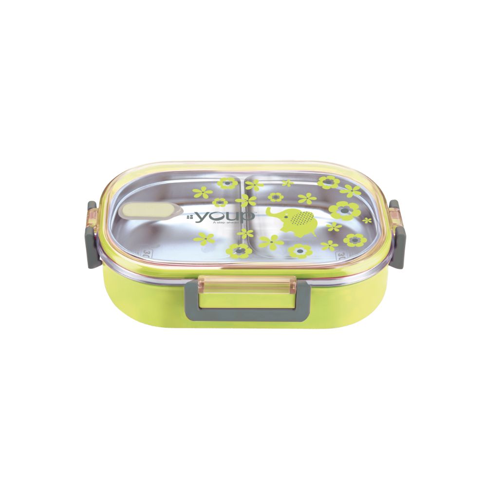 Youp Stainless Steel Green Color Kids Lunch Box Ypl8010 - 700 Ml